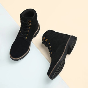 LOUIS STITCH High Ankle Suede Leather Black Boots for Men | Men’s Biker Chukka Long Boots Boots For Men