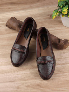 MOCHI PerforationsLeatherDriving Loafers For Women
