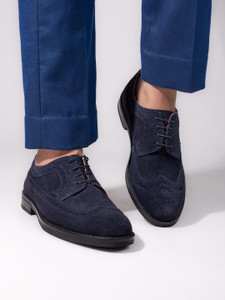 ALBERTO TORRESI Alberto Torresi Blue Suede Brogues Lace Up For Men