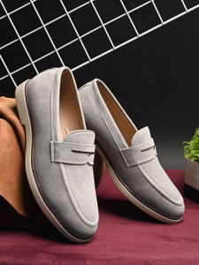 Roadster Men beige solid suede round toe comfortable slip on moccasins stylish casual lo Loafers For Men