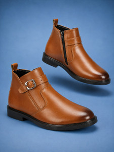 Kraasa Synthetic Leather Buckle Strap Design Durable Sole Stylish Casual & Formal Boots For Men
