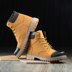 Shoe Island Leather Solid Tough Heavy Duty High Ankle Length Mens Casual Long Boots For Men Boots For Men