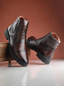 Layasa Men's Synthetic Leather Casual Oxford Lace-up Ankle Dress Boots For Men