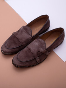 BIG FOX Leather Double Monk Strap Loafers For Men