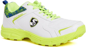 SG SAVAGE STUD Cricket Shoes For Mens White/Royal Blue/Lime No 7 Cricket Shoes For Men