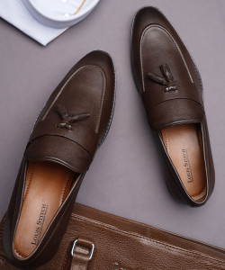 LOUIS STITCH Brunette Brown Shoes Tassel Style Moccasins for Men (MCPLTA) (Size-9UK) Mocassin For Men