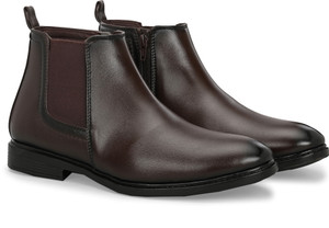 iRON KEY Men's Brown Side Zipper Chelsea Boots - Image 6