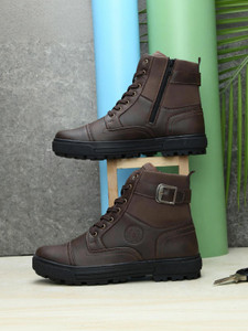 NEW LIMITS THOR High Ankle Zipper Biker Shoes | Trekking | Hikking | Stylish Outdoor Boots For Men