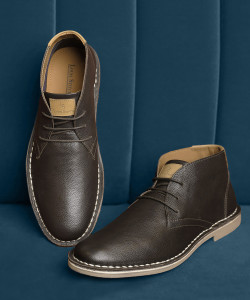 LOUIS STITCH Brown Italian Milled Leather Stitch Down Chukka Desert Boots for Men (SDCKPDJB) Boots For Men