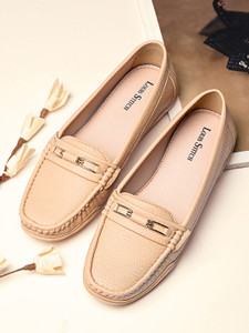 LOUIS STITCH Women’s Beige Premium Slip-On Loafers, Casual and Formal Wear, LSLD-BLR-HS03 Loafers For Women