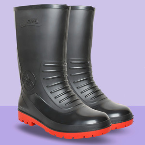 FOOT TRENDS PVC 10-inch Non-Metallic Toe, Oil And Water Resistant Gumboot For Men