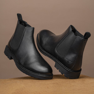 RED TAPE Chelsea Boots for Men | Real Leather Shoes With High-cut Pattern Boots For Men