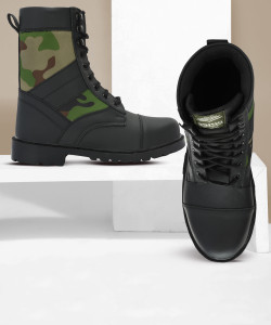 OMEE GOLD Men's Black NCC/Military/Army Long Dms combat Boot Shoes Genuine Leather Boots Boots For Men