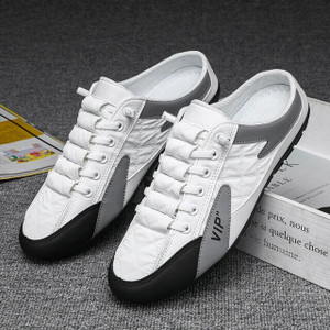 FREEMO Stylish Men's Half Back Open Backless Footwear, Lace Up Outdoor Casual Sneakers For Men