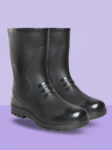 FOOT TRENDS PVC 10-inch Non-Metallic Toe, Oil And Water Resistant Gumboot For Men