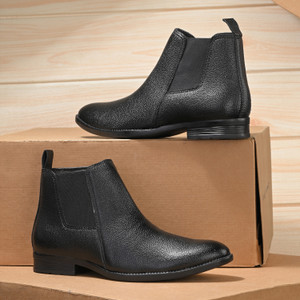 Layasa Men Chelsea Zip Leather Dress Boots Comfortable Boots For Men