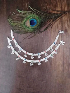 Beauty curls Fancy Chotli Pyal with multicolor beads Copper, Brass Anklet