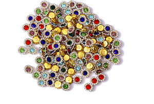 नवजही Zarkan Rhinestone Kundan Pastable Beads For Embroidery Work/Size 10mm 20Pcs