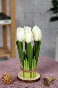 Satyam Kraft 1 Piece Artificial Tulip Lily Flower Bunch for Gifting, Home, Bedroom, Wedding, White Tulips Artificial Flower