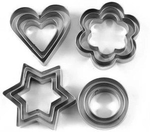 PRAMUKH STORE Cookie Cutter 12Pcs/Set Pastry Fruit Molds Stainless Steel Heart Flower Round Star Biscuit Mould Fondant Cutting Cutters Mould Cookie Cutter