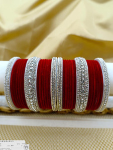 Saroj Crafts Metal, Plastic Zircon Silver Bangle Set