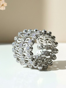 KIVORA Sterling 2 in 1 ring bracelet Stainless Steel Cubic Zirconia ...