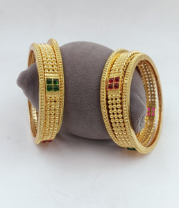 SIDDHI Alloy Cubic Zirconia Gold-plated Bangle Set