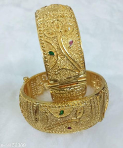 Shree Enterprises Brass Cubic Zirconia, Diamond Gold-plated Kada