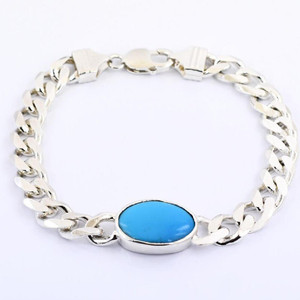 RATAN BAZAAR Stone Turquoise Silver Bracelet