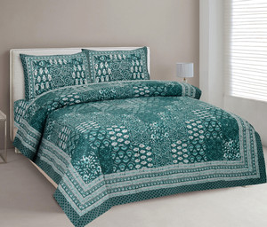 CLOTHOLOGY 240 TC Cotton King Jaipuri Prints Flat Bedsheet
