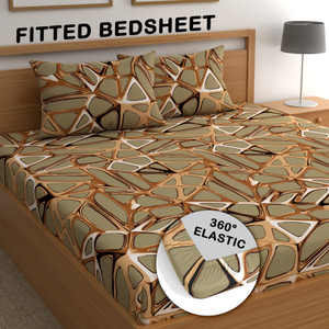 CG Homes 180 TC Cotton Double Printed Fitted (Elastic) Bedsheet
