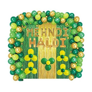 groovy dudz Haldi Mehndi Ceremony Decoration Kit Balloon (Yellow Green, Pack of 50)