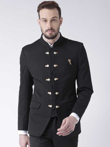 Darbar In Solid Single Breasted Casual, Festive & Wedding, Formal, Lounge Wear, Party Men Blazer