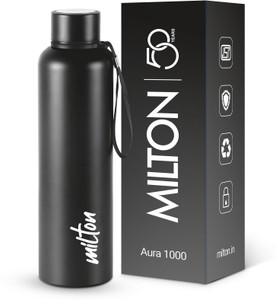 MILTON Aura 1000 Thermosteel Water Bottle, ISI Certified, 24 Hr Hot and Cold 1 L