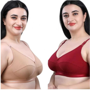DOLINO Plus Size Comfortable Lycra Bra for Heavy Bust Pack Of 2 Women Bralette Non Padded Bra