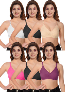 BOOMSHY Women's Comfort Bra For Everyday Combo Pack of 6 Single Layered Women Full Coverage Non Padded Bra