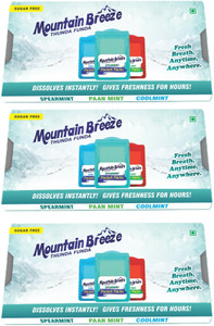 Mountain breeze Flavor Fresh Breath Strips 9*(24 Strips each Cassette) Coolmint, Spearmint, Paanmint Mouth Freshener