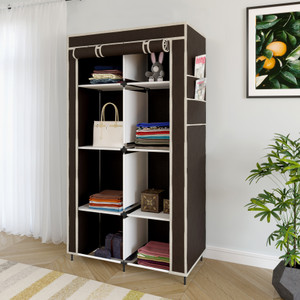 MS MODSTYLE Portable Almirah Foldable closet for Clothes 8 Shelves , 1 Side Pocket (7800-2) PP Collapsible Wardrobe