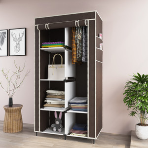 MS MODSTYLE Portable Almirah Foldable closet for Clothes 6 Shelves , 1 Side Pocket (7800-1) PP Collapsible Wardrobe