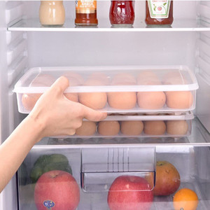 JIGSHTIAL Kitchen Plastic Egg Holder | BPA Free Fridge Organizer with Lid  - 2 dozen