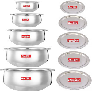 Redific 5 Pieces Pc Pcs Handi with lid set Stainless Steel Handi Set with Lid Cookware Set Handis Combo Gas Stove and Induction Compatible Size: 1900 ML, 1400 ML, 900 ML, 650 ML, 400 ML कुकवेयर सेट