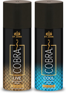 ST-JOHN Cobra Deo Live (150 ml) & Cobra Deo Cool (150 ml) Perfume Body Spray  -  For Men & Women