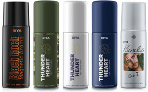 RIYA Black Rock, ThunderHeart Green, White, Blue, Bindas Grey Deodorant 40 ML Each Deodorant Spray  -  For Men