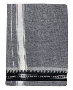 Prakasam Cotton Premium quality Mens Kerala Style Ash Colour Thalapathi Border Single (1.28X2.00 mtrs) -Dhoti-kerala Single mundu Men Dhoti