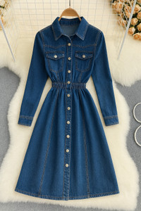 RKK Collection Women Fit and Flare Blue Midi/Calf Length Dress