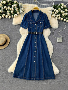 RKK Collection Women Fit and Flare Blue Midi/Calf Length Dress