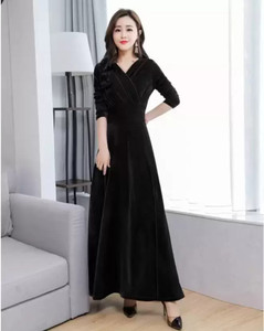 ARSH LIFESTYLE Women A-line Black Maxi/Full Length Dress