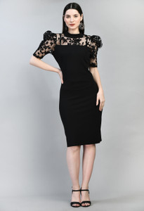 IUGA Women Bodycon Black Knee Length Dress