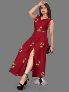 tanvi creation Women Fit and Flare Multicolor Knee Length Dress