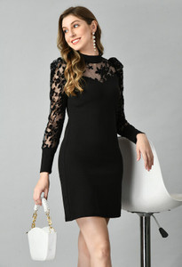 Moshe Women Bodycon Black Knee Length Dress